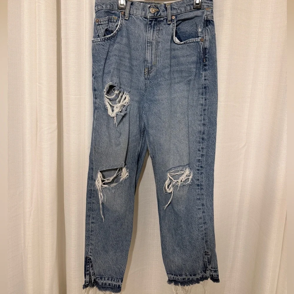 Free People Blue Distressed Jeans - Picture 2 of 4
